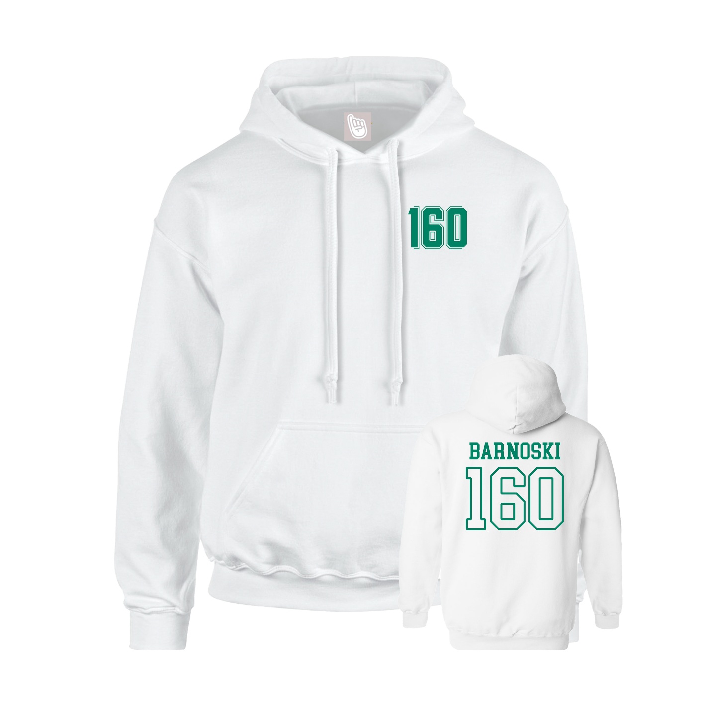 Youth Hoodie — Chest Back in White