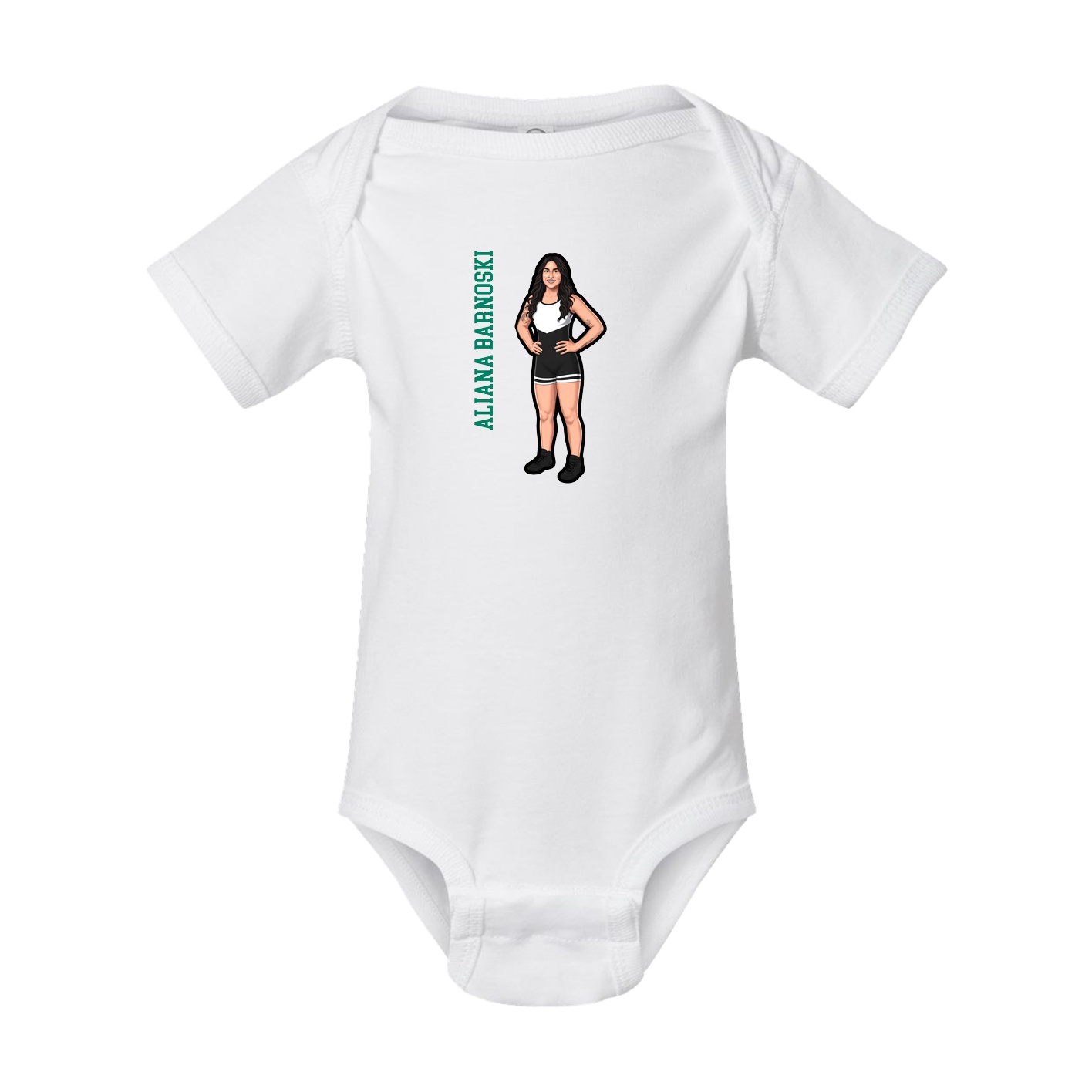 Baby Onesie — Name Vertical in White