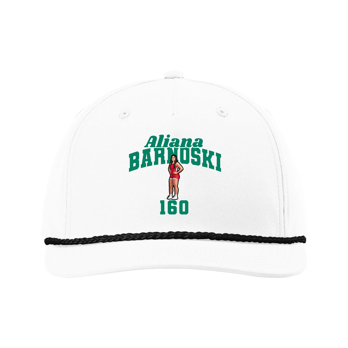 Five-Panel Classic Rope Cap — Signature Arch in White