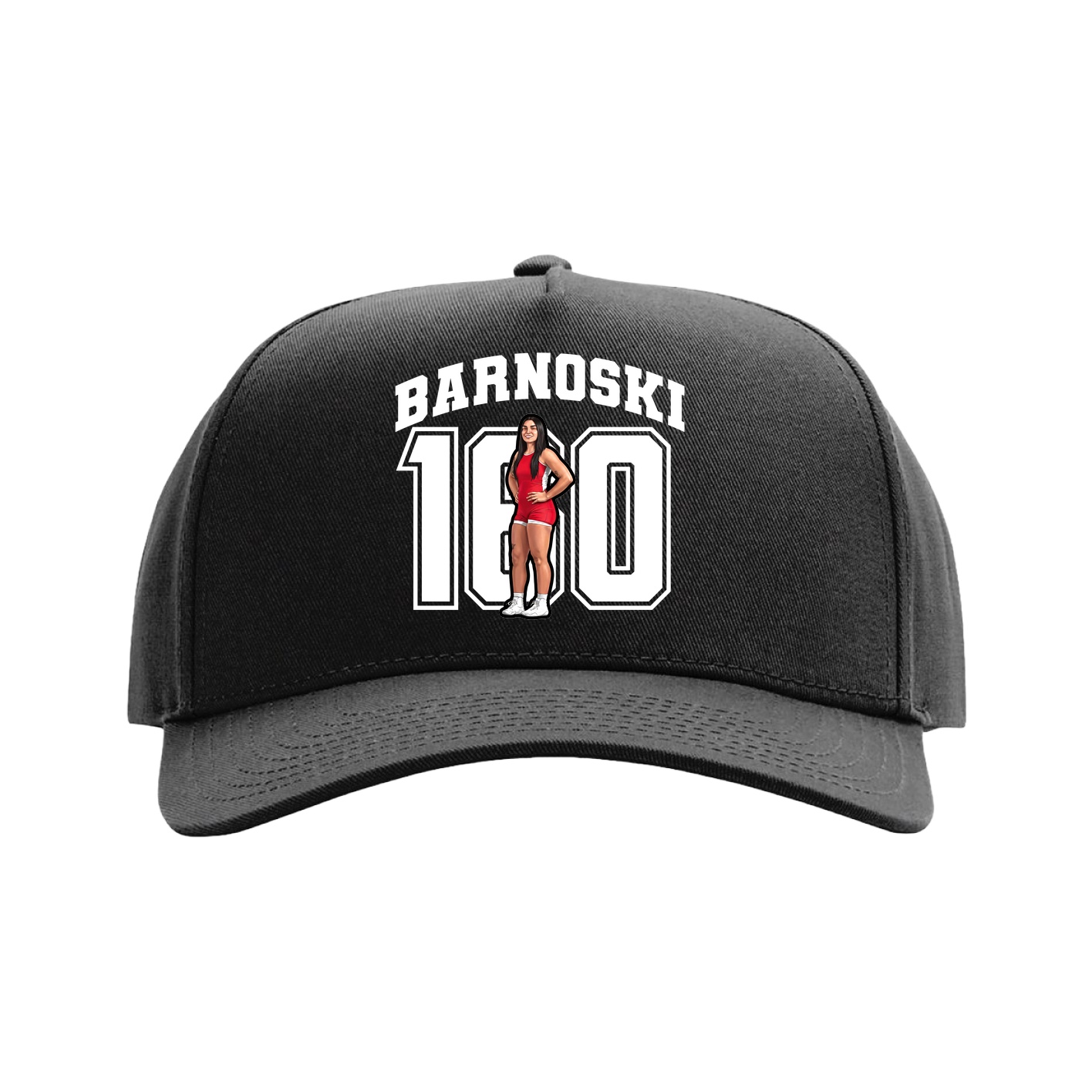 Full Fabric Five-Panel Champ Cap — Number in Black