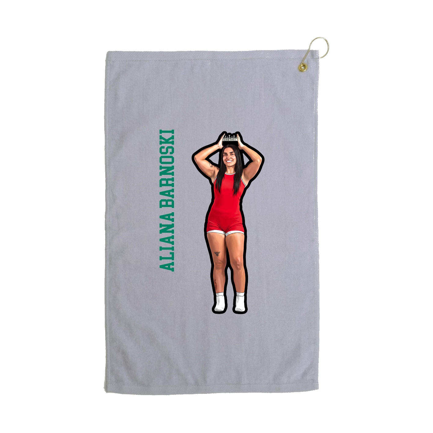 Golf Towel — Name Vertical in Grey