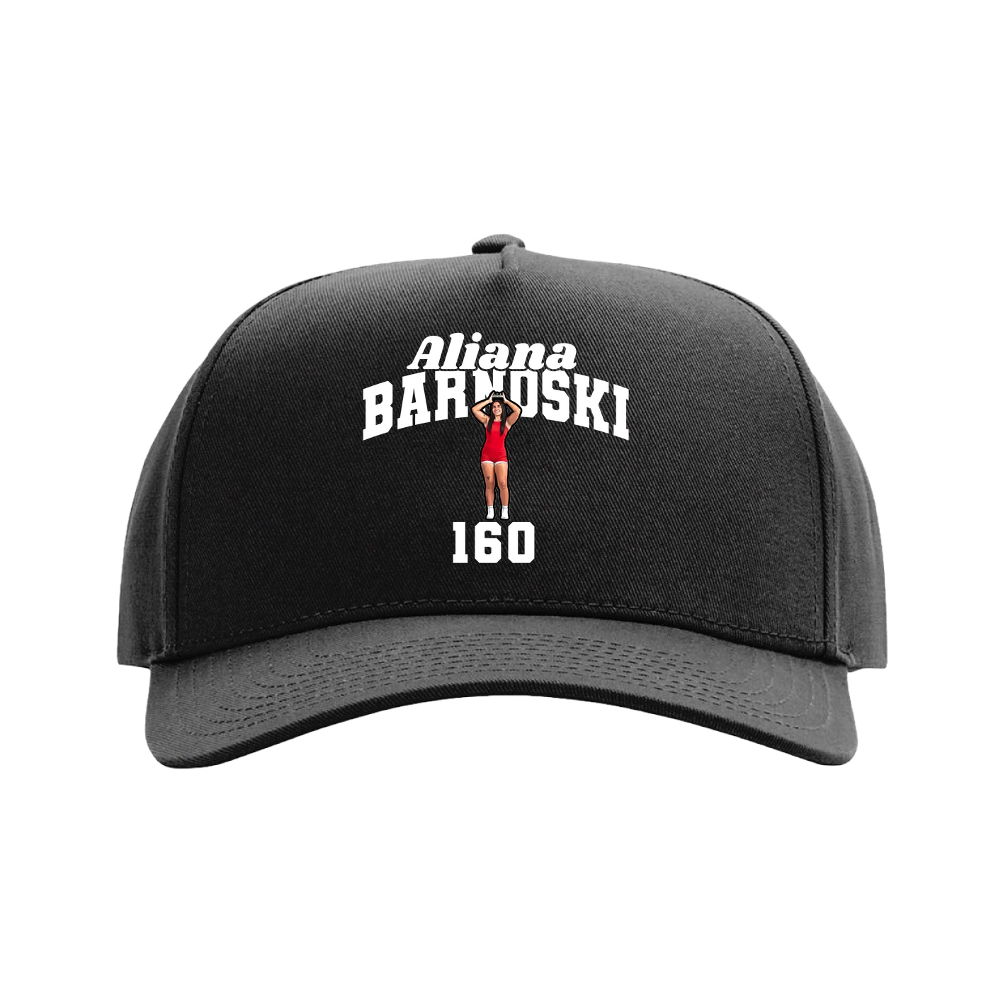 Full Fabric Five-Panel Champ Cap — Signature Arch in Black