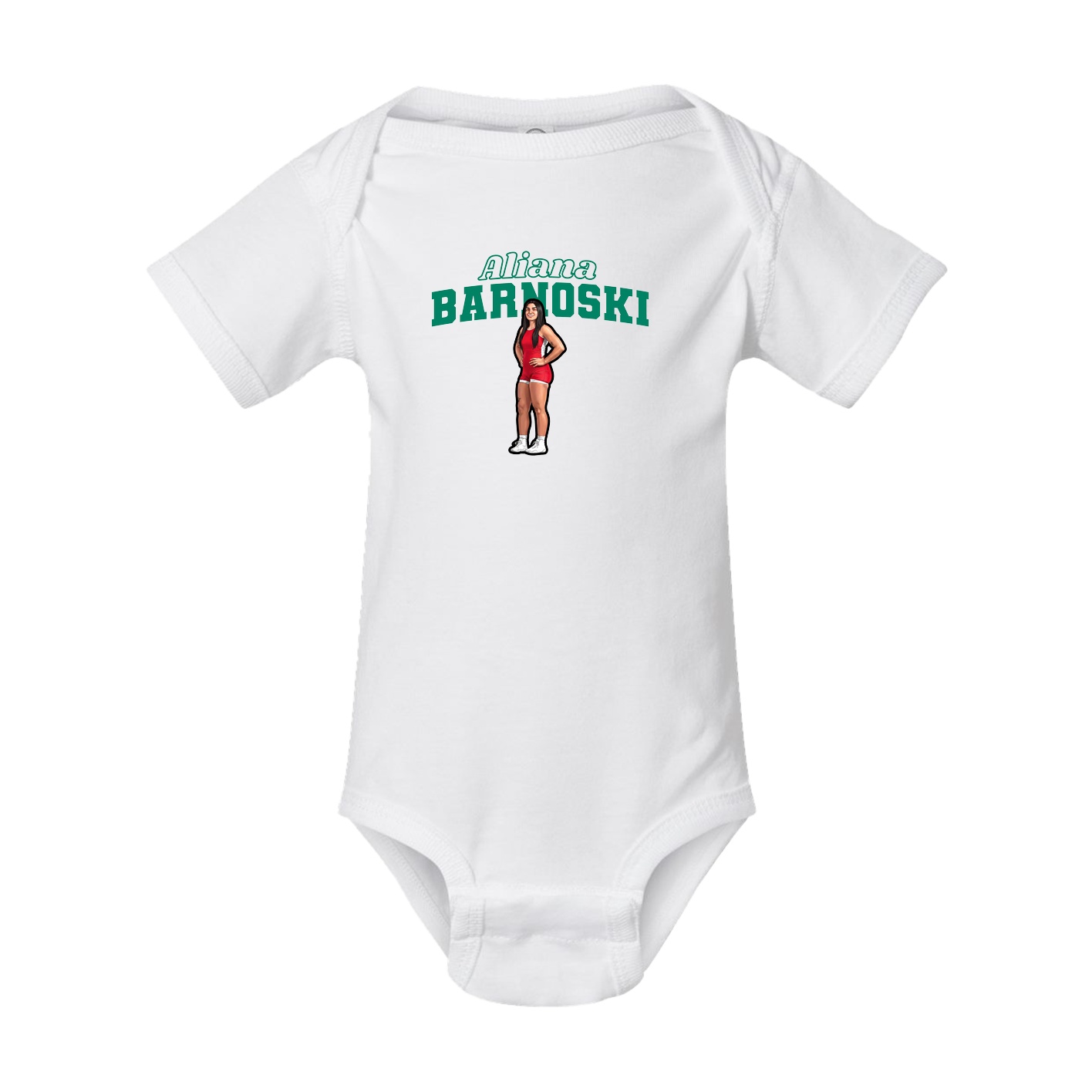 Baby Onesie — Name Arch in White