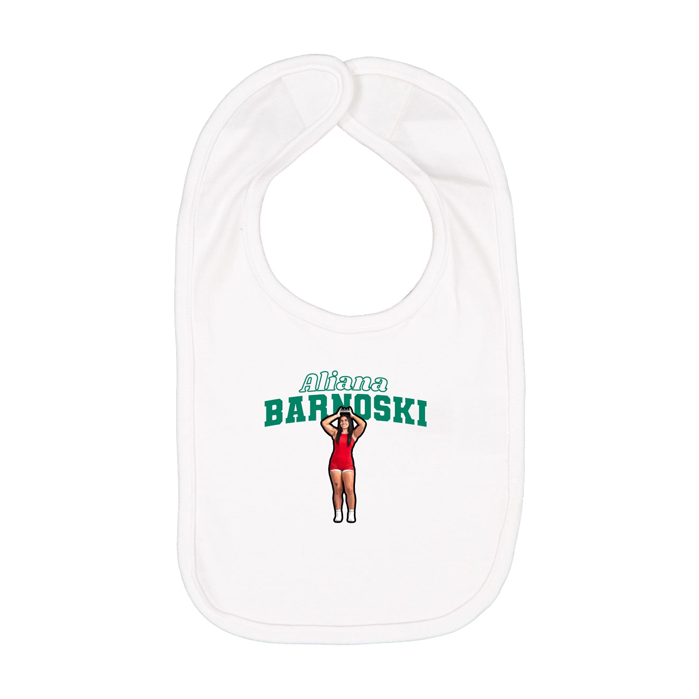 Infant Bib — Name Arch in White