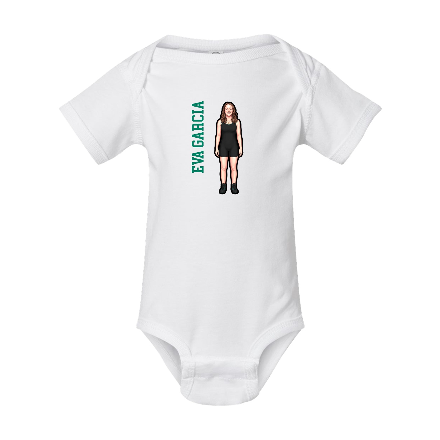 Baby Onesie — Name Vertical in White