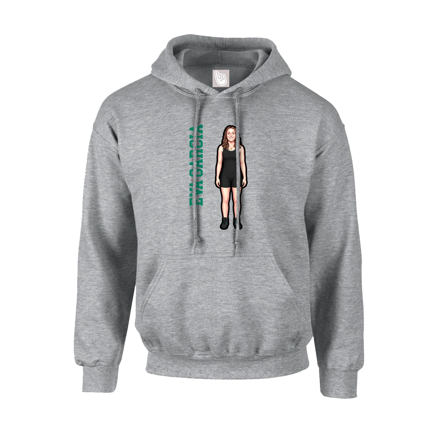Youth Hoodie — Name Vertical in Grey