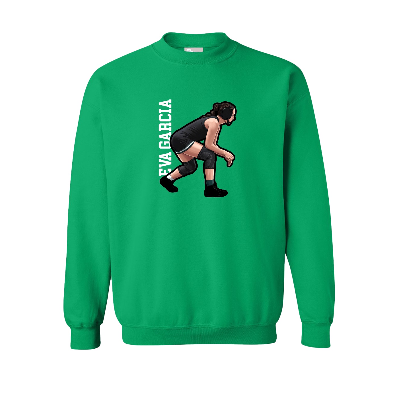 Fleece Crew — Name Vertical in Green