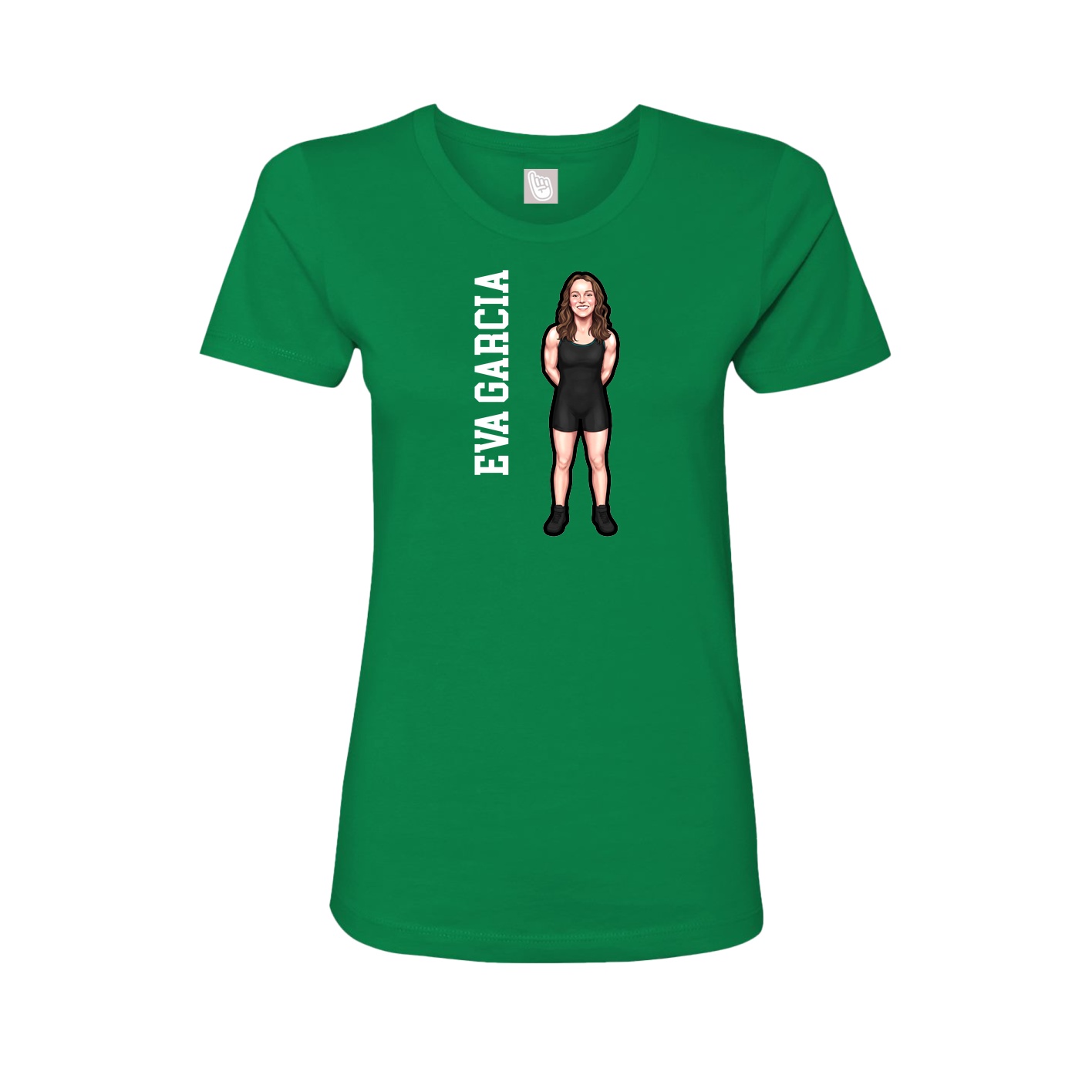 Fitted Women's Tee — Name Vertical in Green