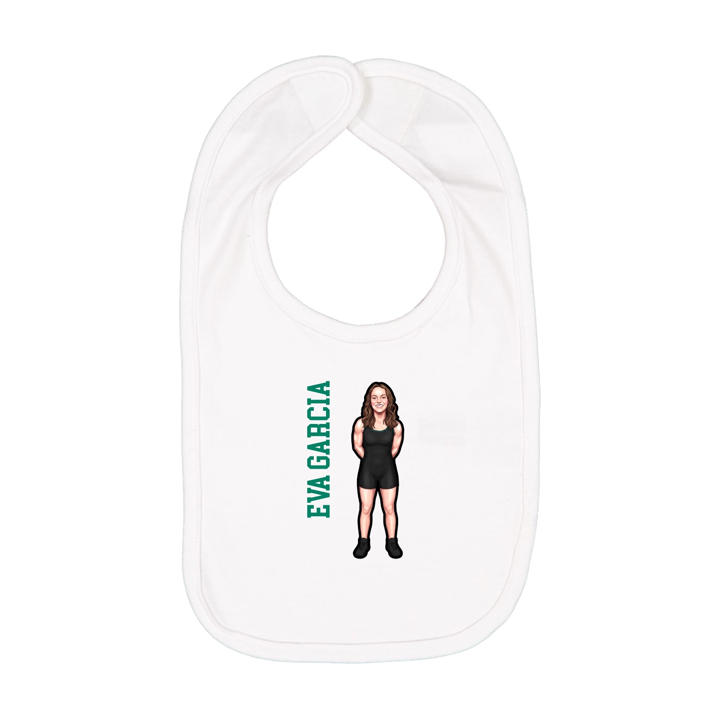 Infant Bib — Name Vertical in White