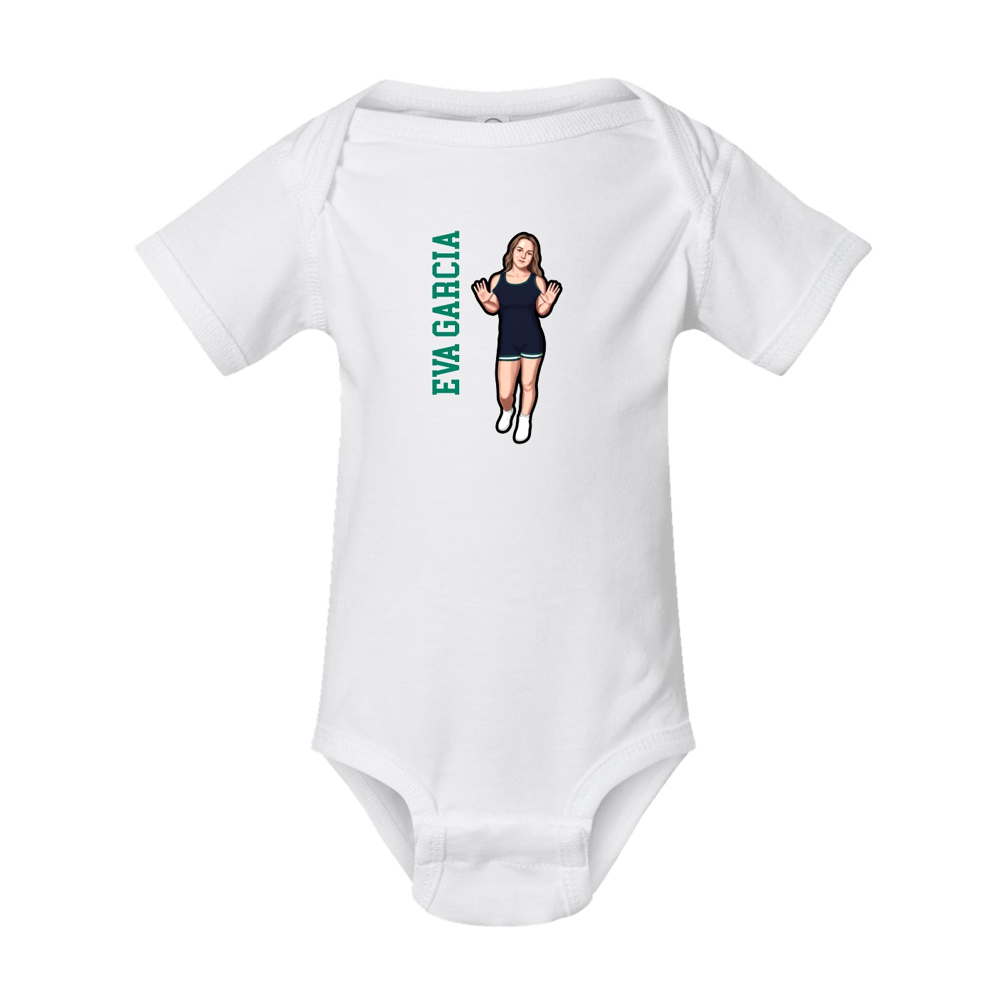 Baby Onesie — Name Vertical in White