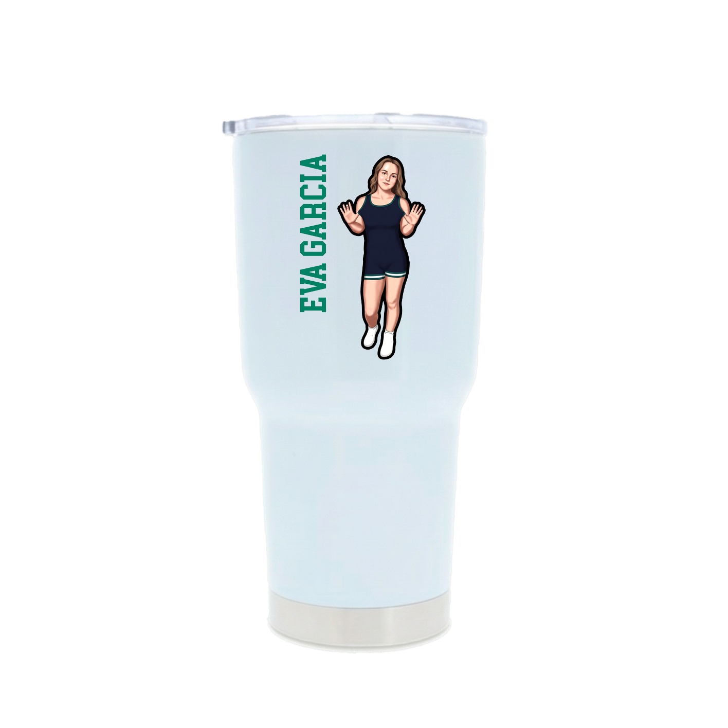 30oz Stainless Steel Tumbler — Name Vertical in White