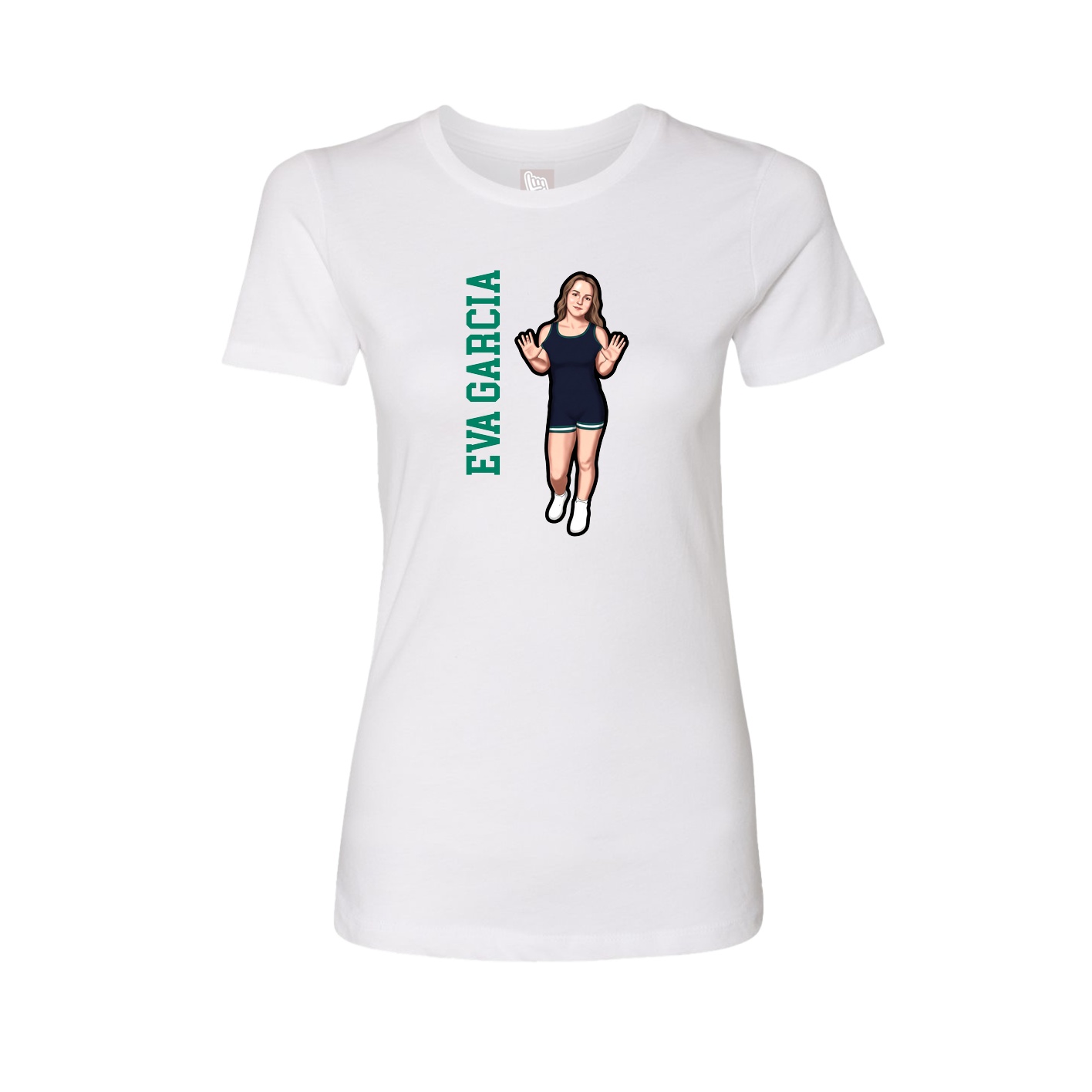 Fitted Women's Tee — Name Vertical in White