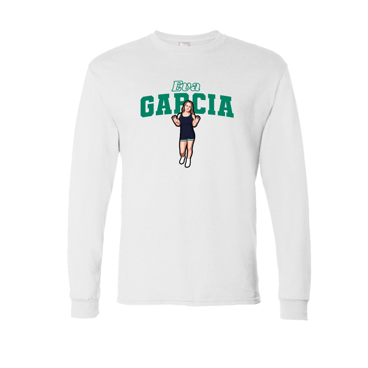 Long Sleeve Tee — Name Arch in White