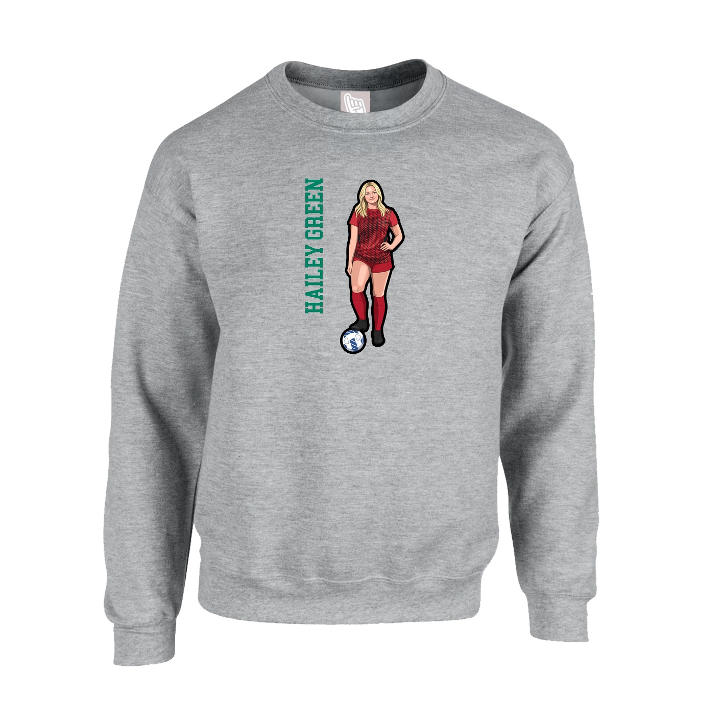 Fleece Crew — Name Vertical in Grey