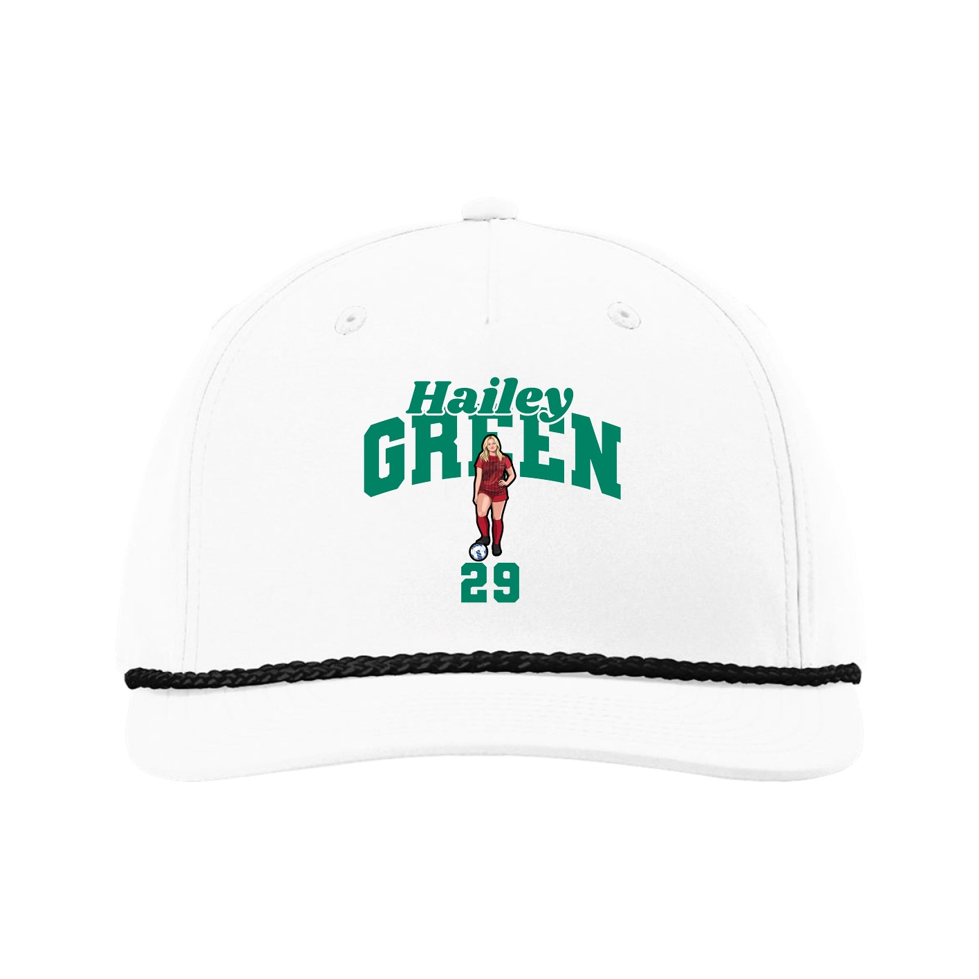 Five-Panel Classic Rope Cap — Signature Arch in White