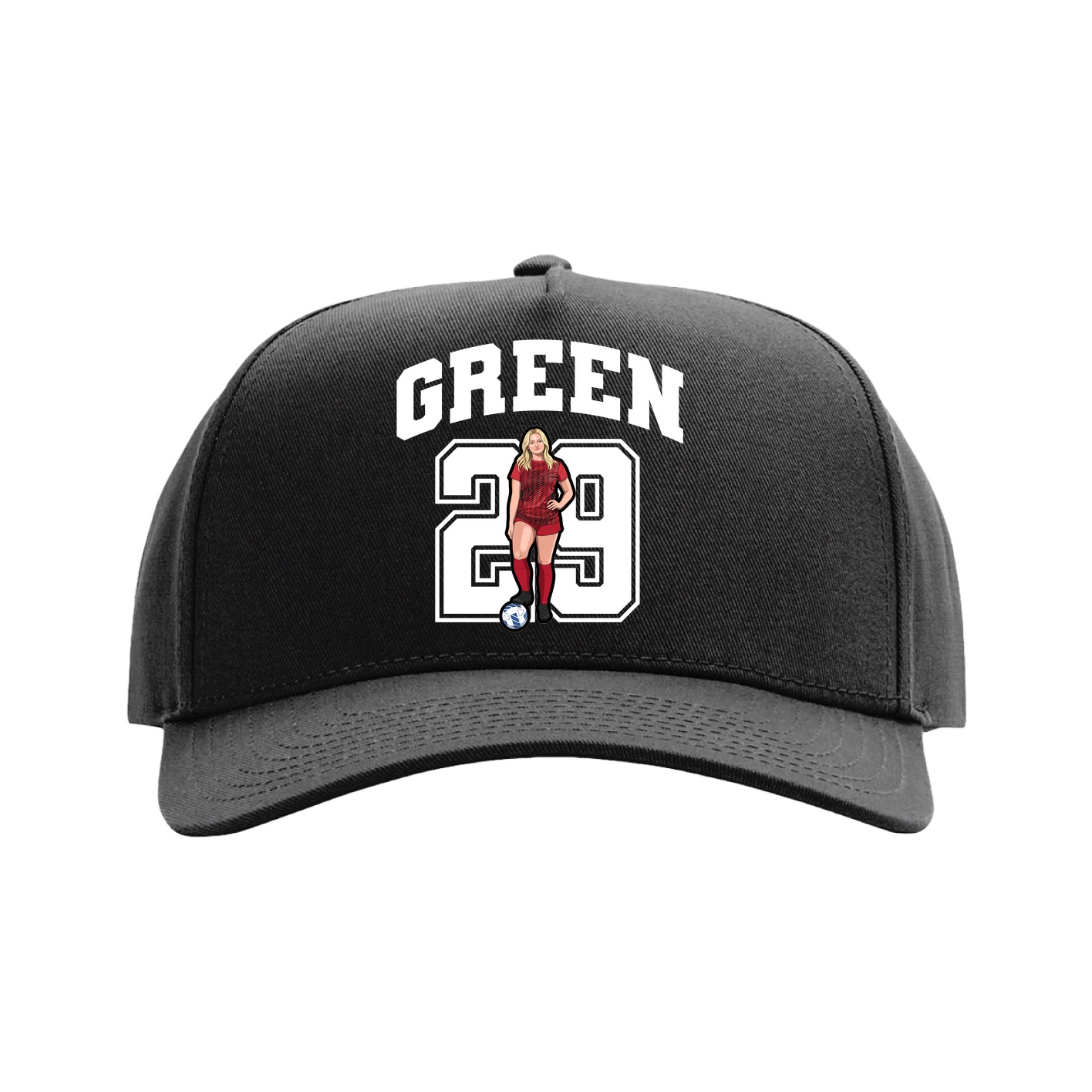 Full Fabric Five-Panel Champ Cap — Number in Black