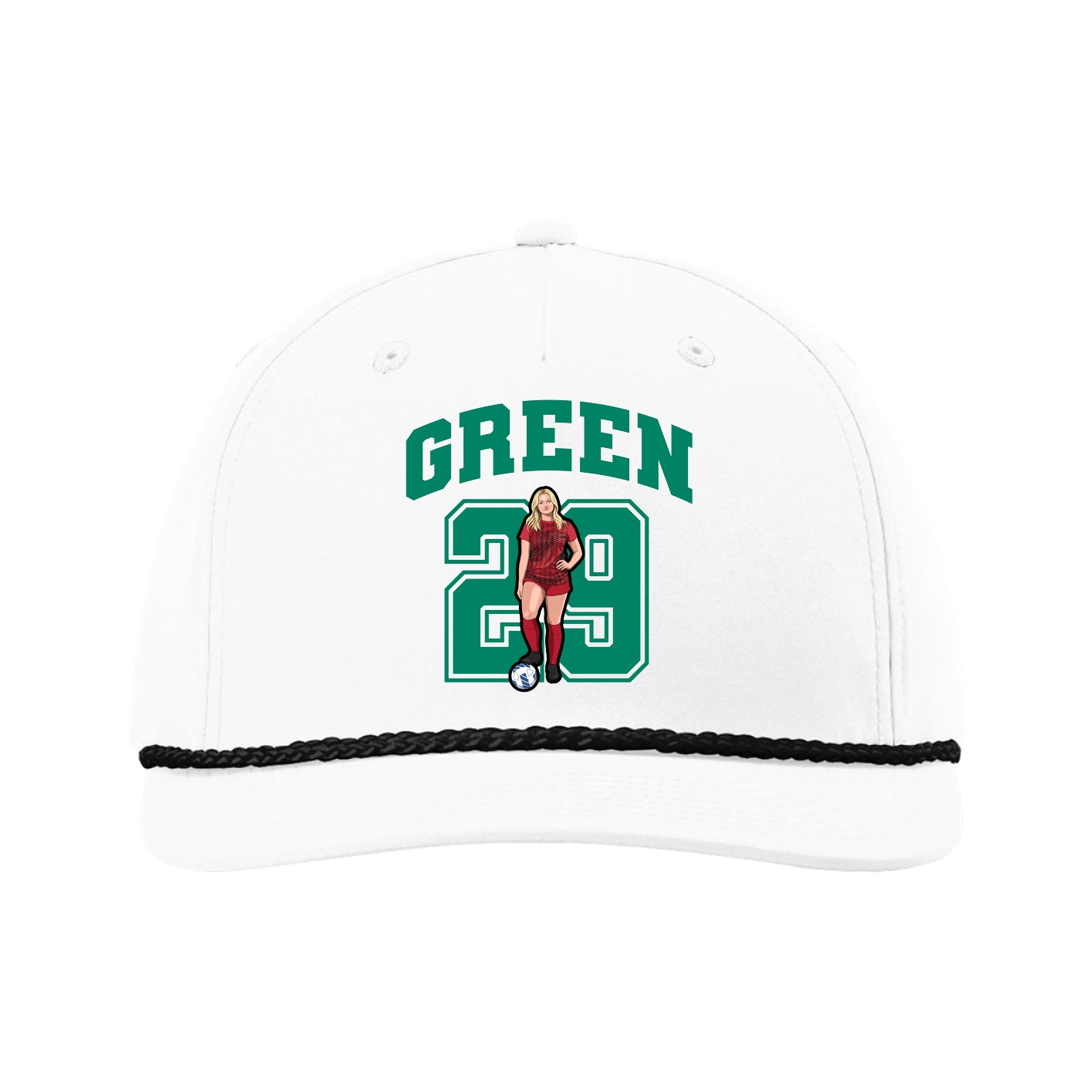 Five-Panel Classic Rope Cap — Number in White