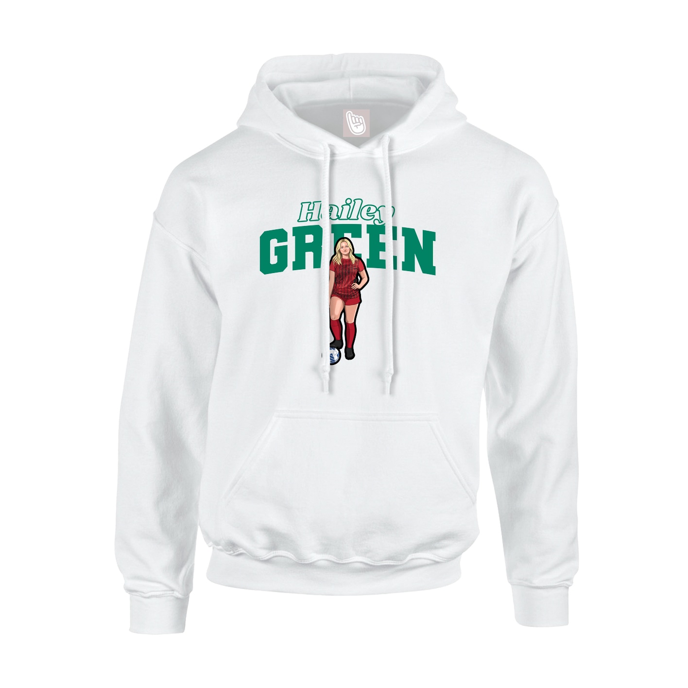 Youth Hoodie — Name Arch in White