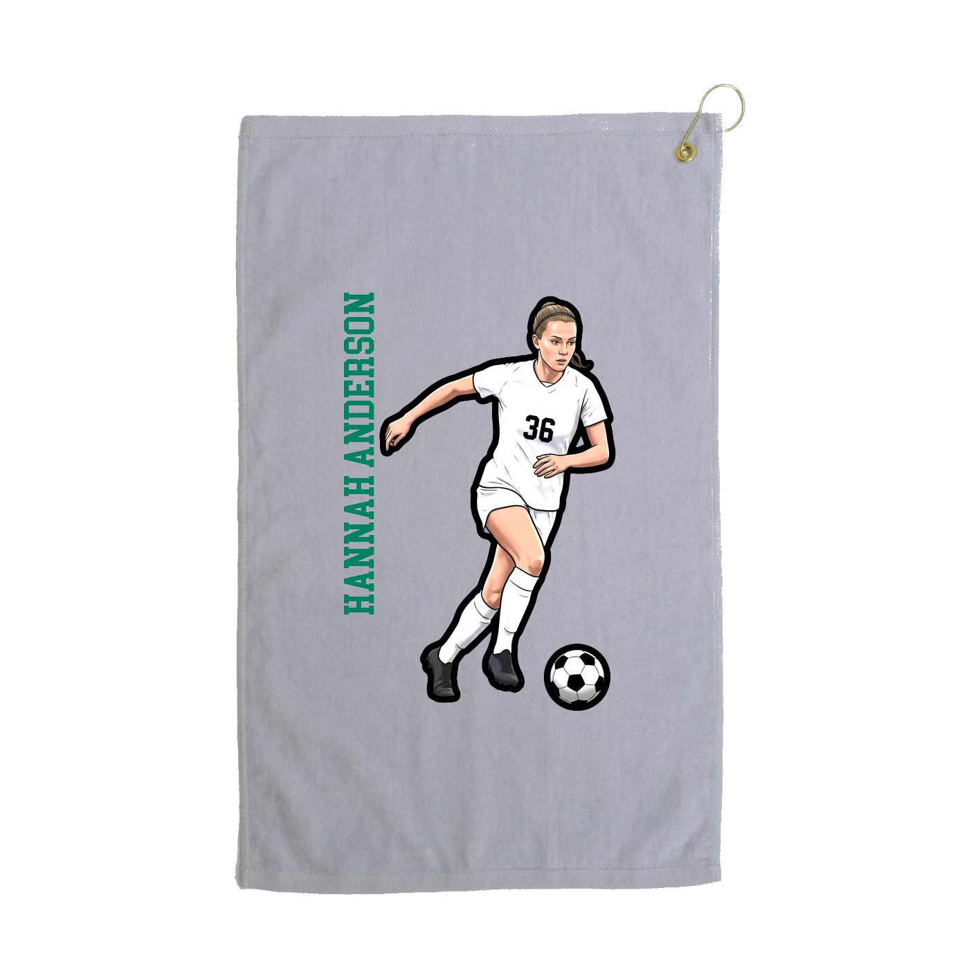 Golf Towel — Name Vertical in Grey