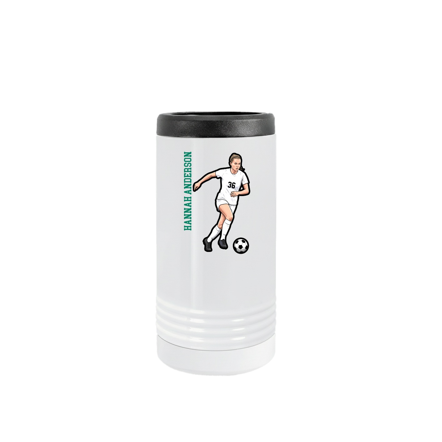 Slim Beverage Holder — Name Vertical in White