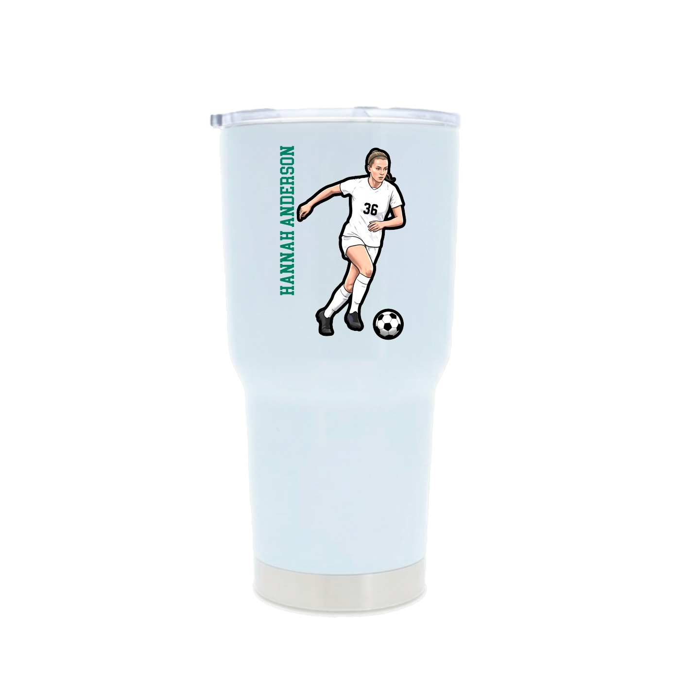 30oz Stainless Steel Tumbler — Name Vertical in White