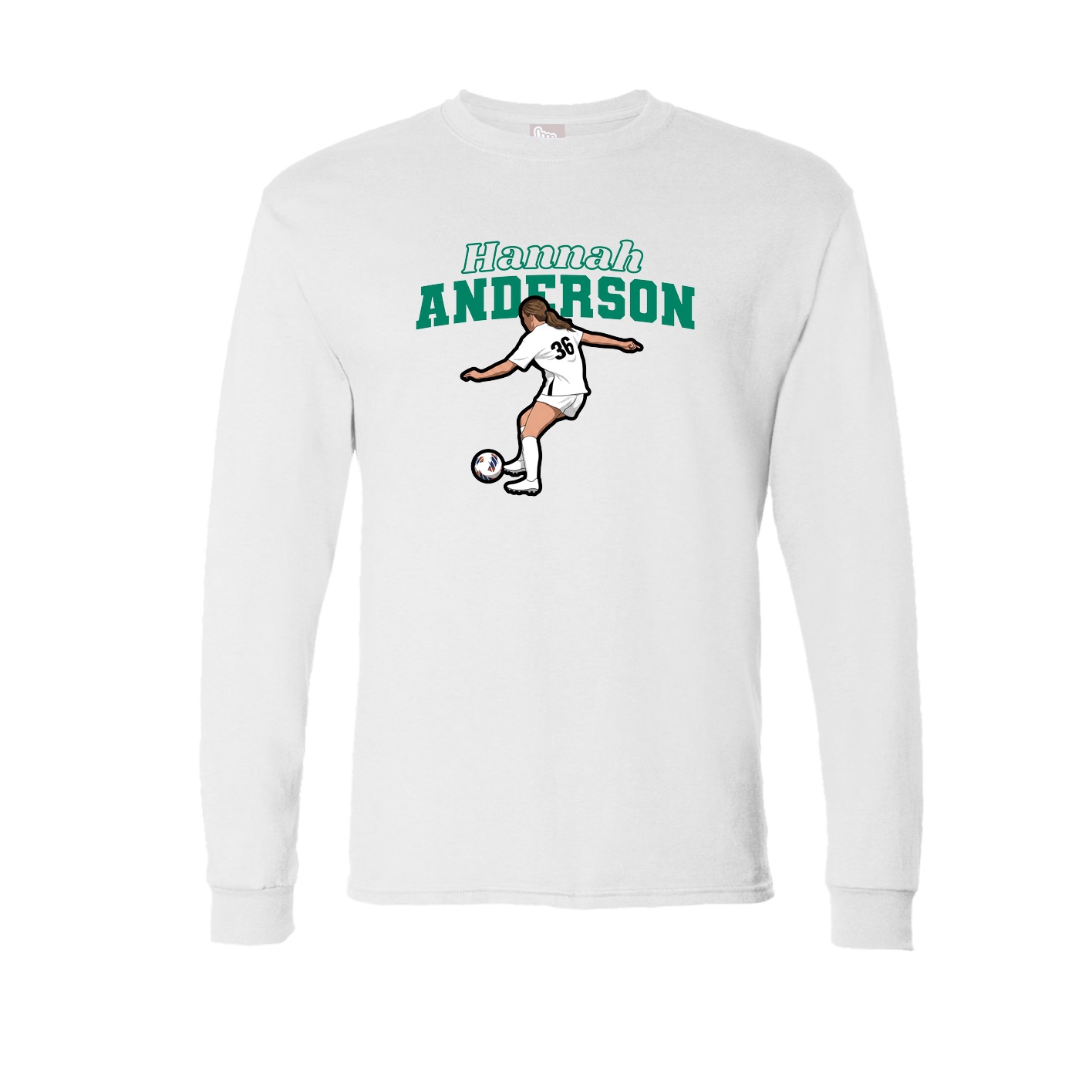 Long Sleeve Tee — Name Arch in White