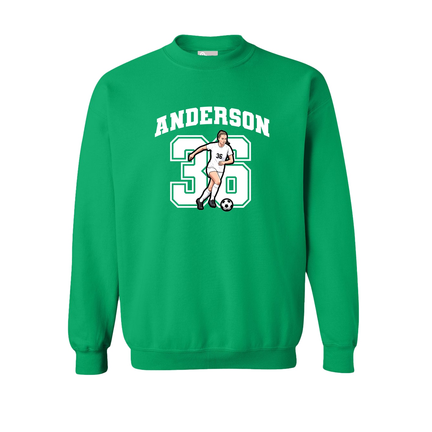 Fleece Crew — Number in Green