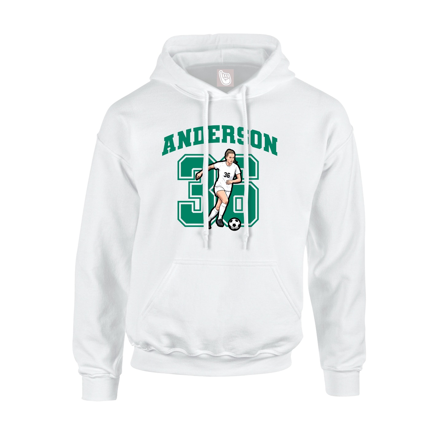 Youth Hoodie — Number in White