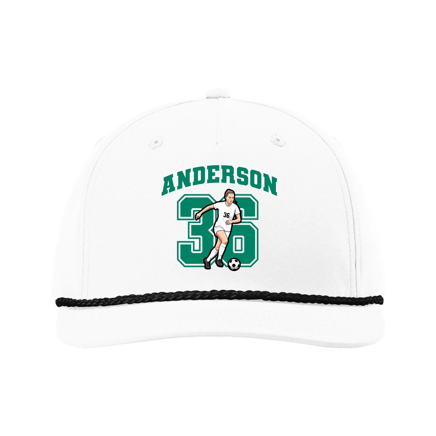 Five-Panel Classic Rope Cap — Number in White