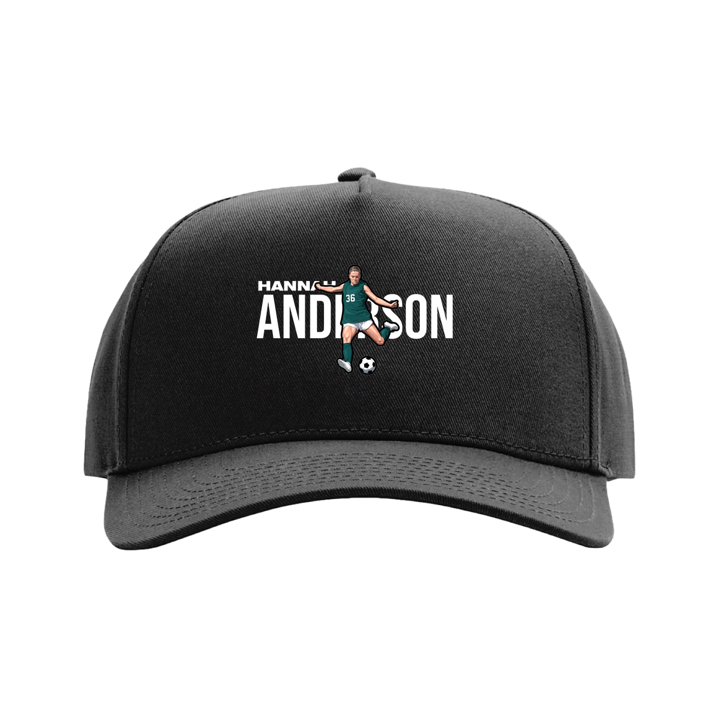 Full Fabric Five-Panel Champ Cap — Player Name in Black