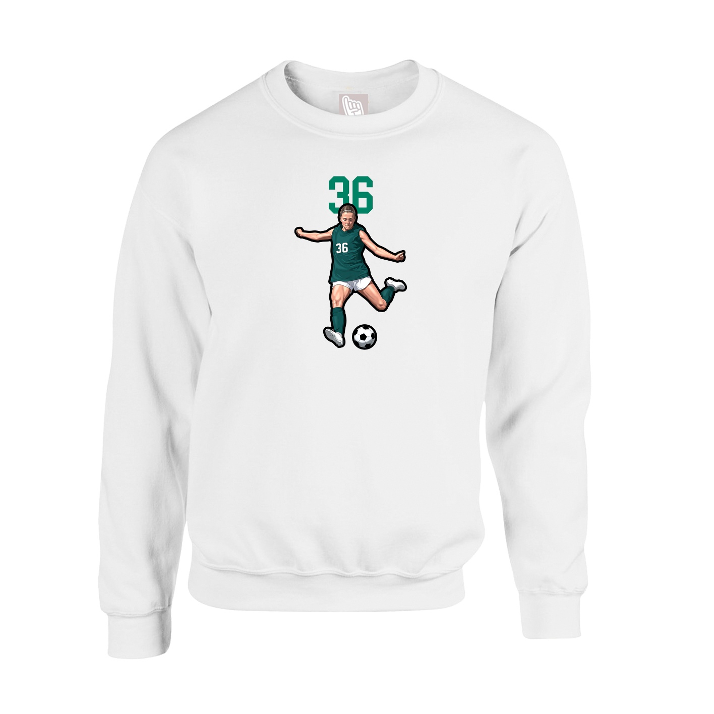 Fleece Crew — Number Top in White