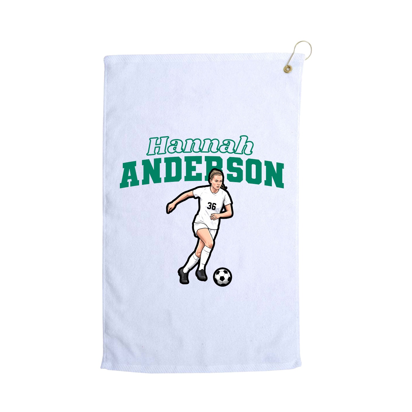 Golf Towel — Name Arch in White