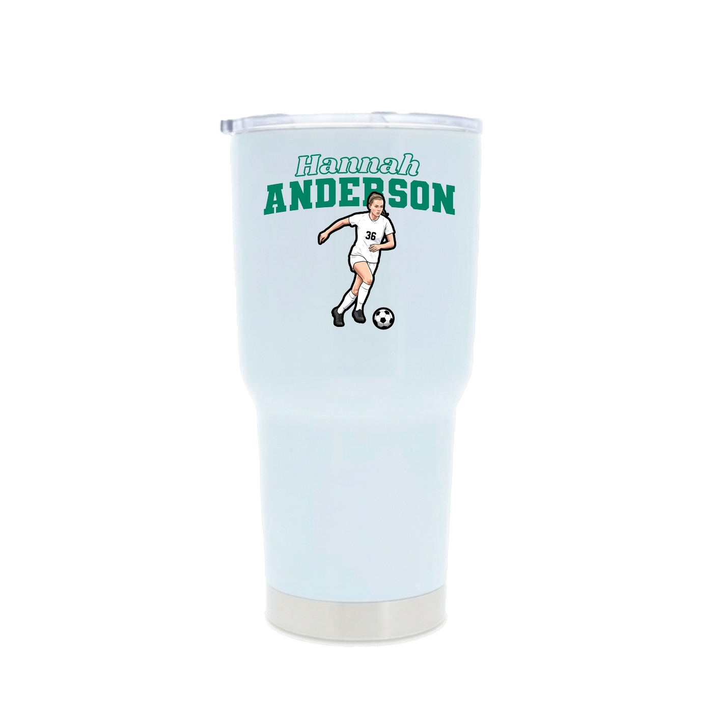 30oz Stainless Steel Tumbler — Name Arch in White