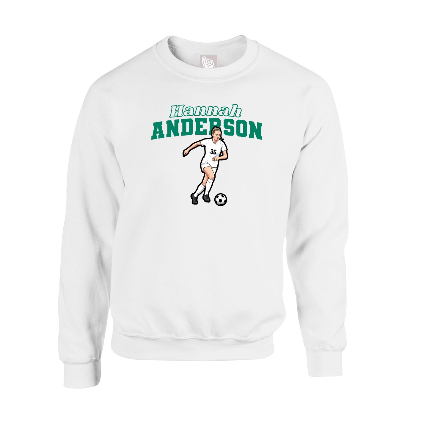 Fleece Crew — Name Arch in White