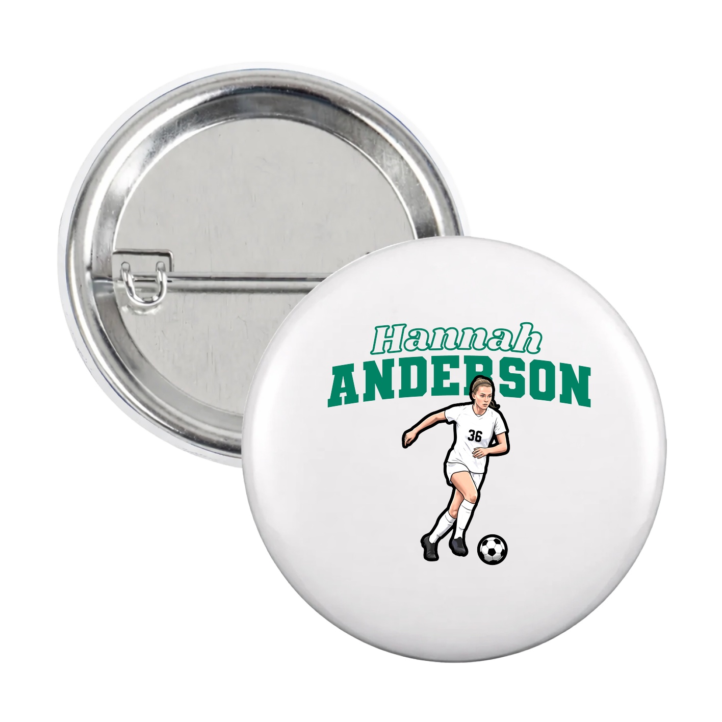 Game Day Button — Name Arch in White