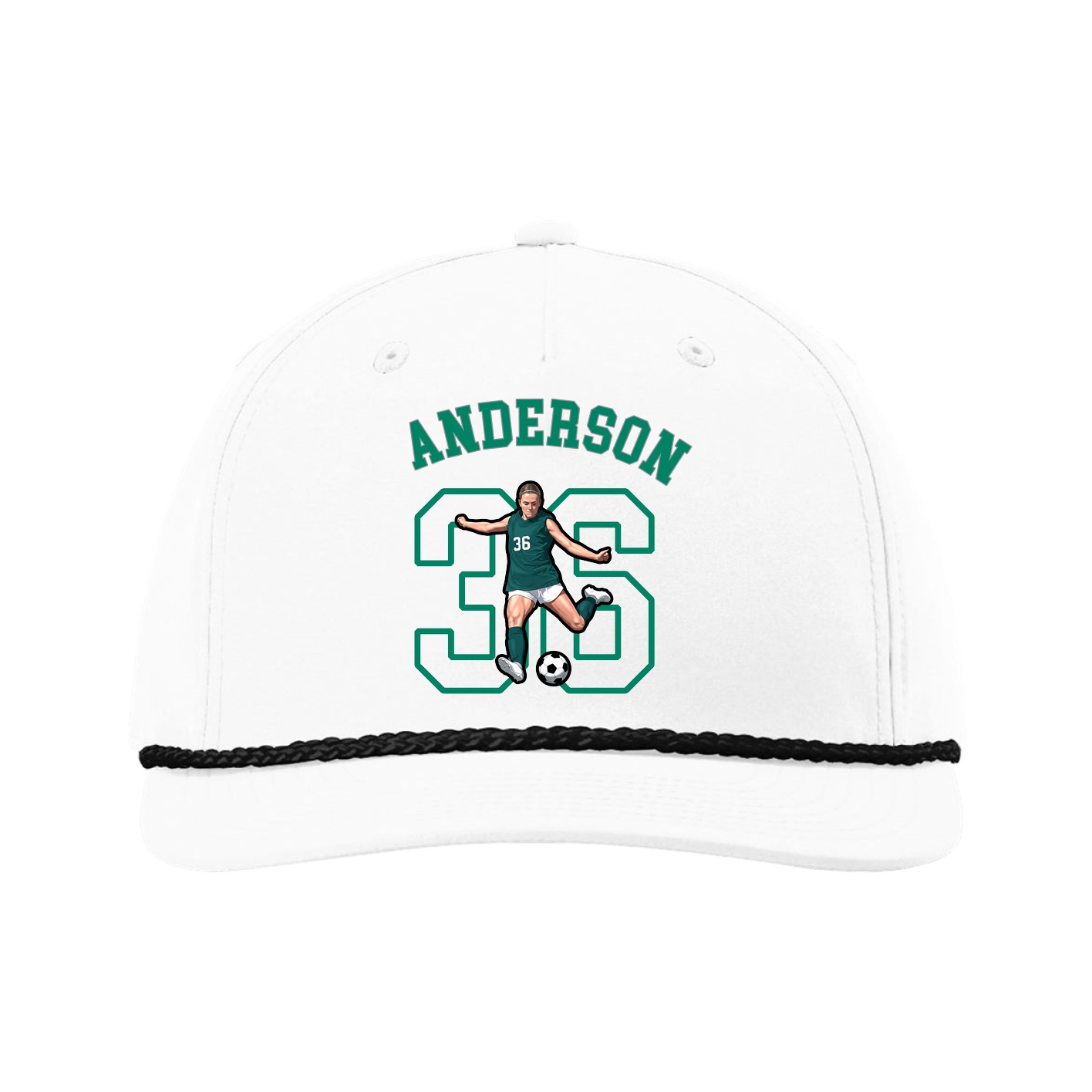 Five-Panel Classic Rope Cap — Shirsey Arch in White