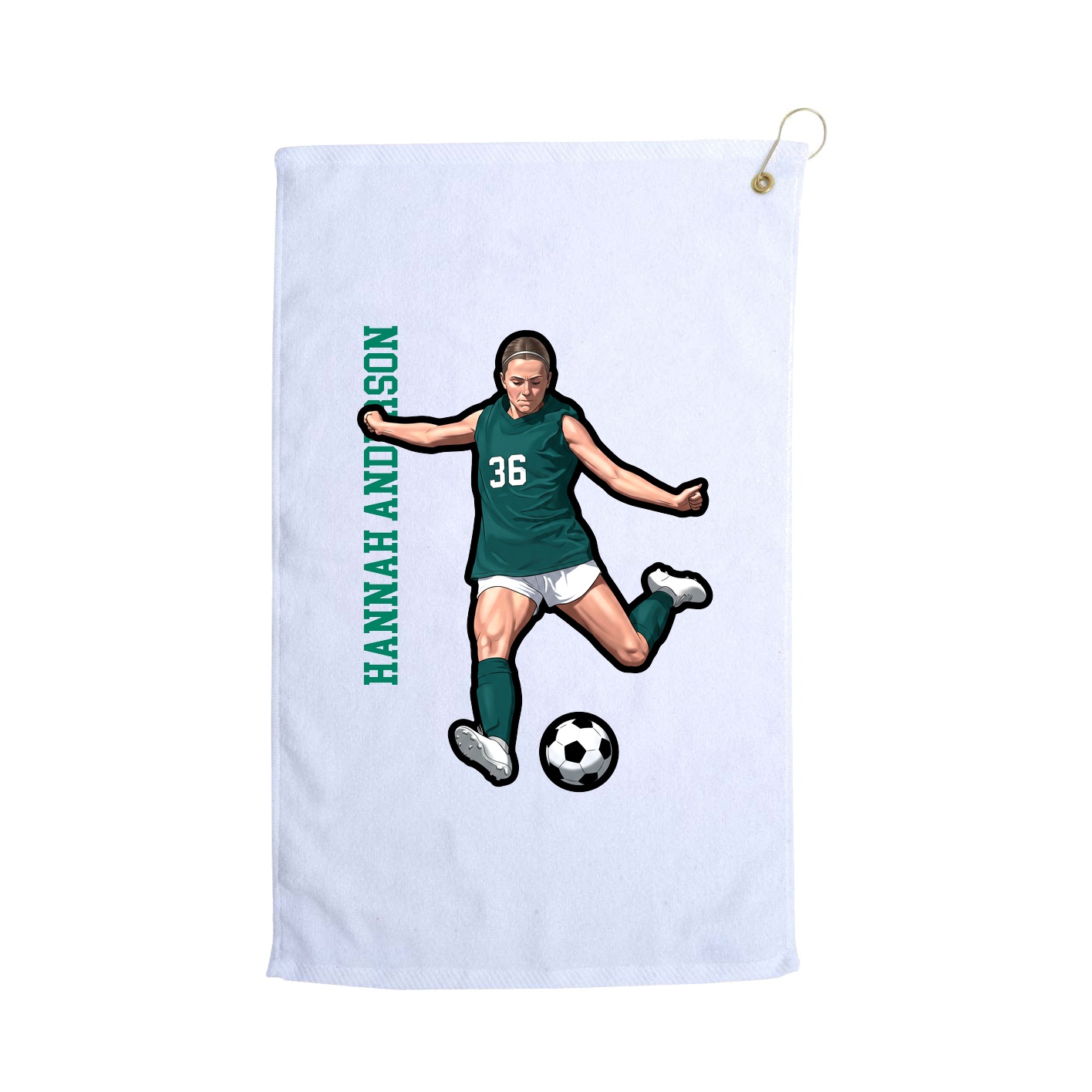 Golf Towel — Name Vertical in White