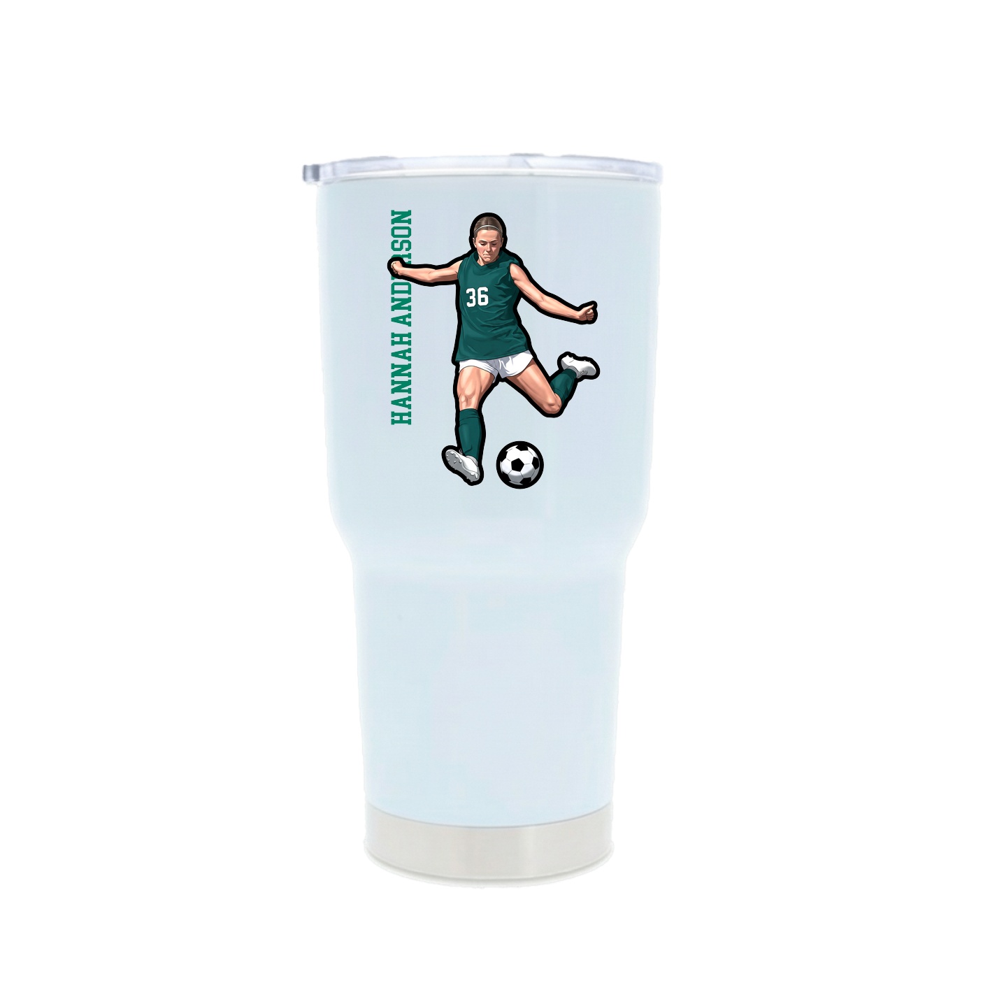 30oz Stainless Steel Tumbler — Name Vertical in White