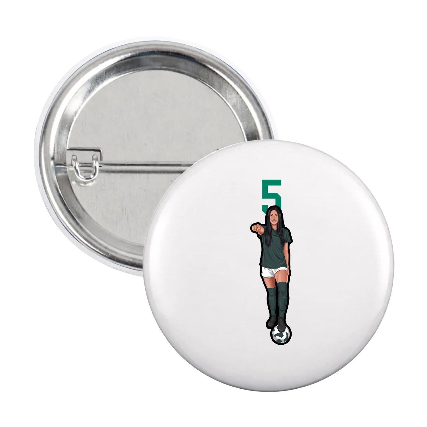 Game Day Button — Number Top in White