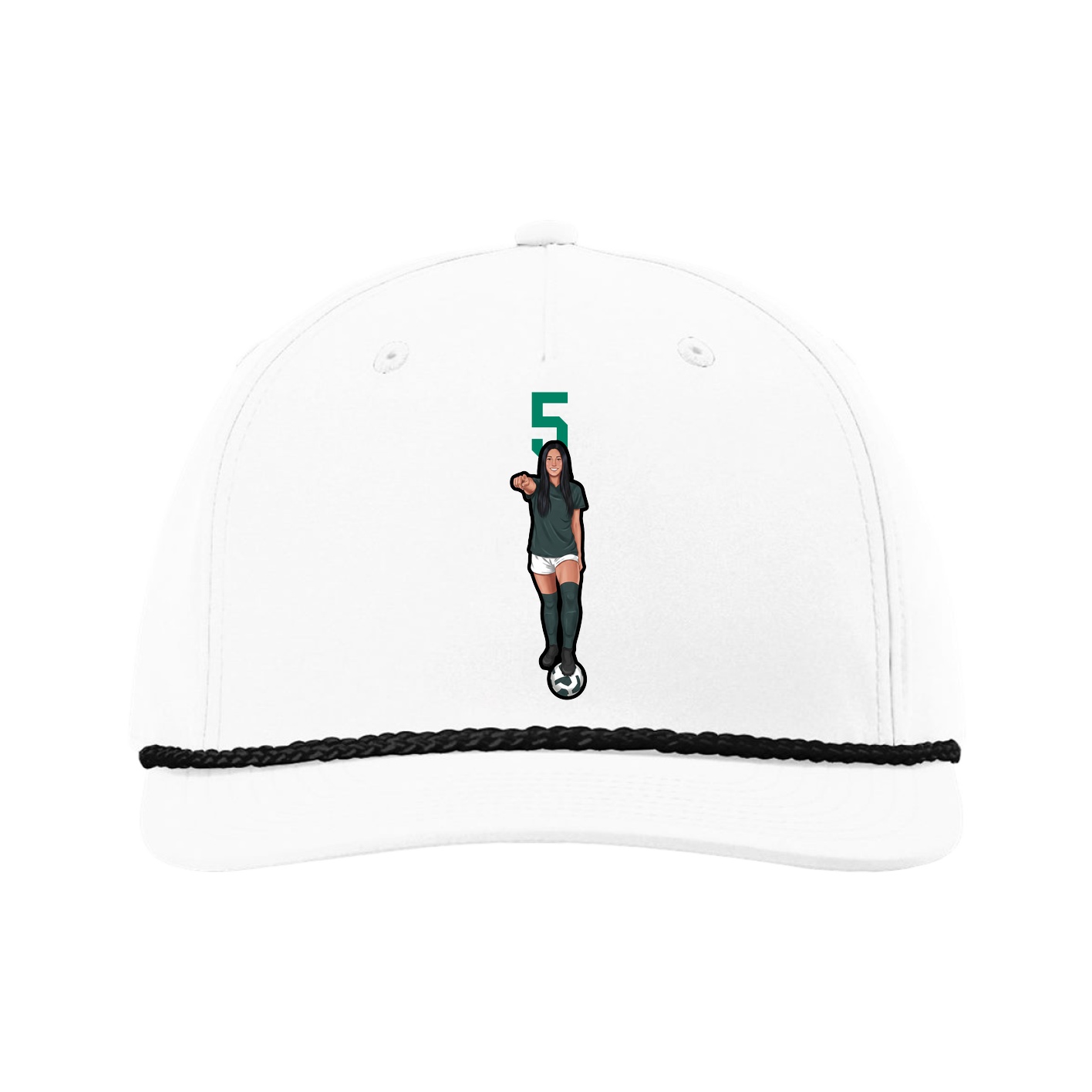 Five-Panel Classic Rope Cap — Number Top in White