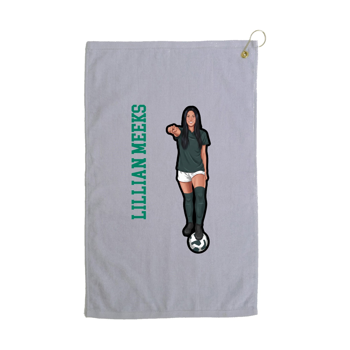 Golf Towel — Name Vertical in Grey