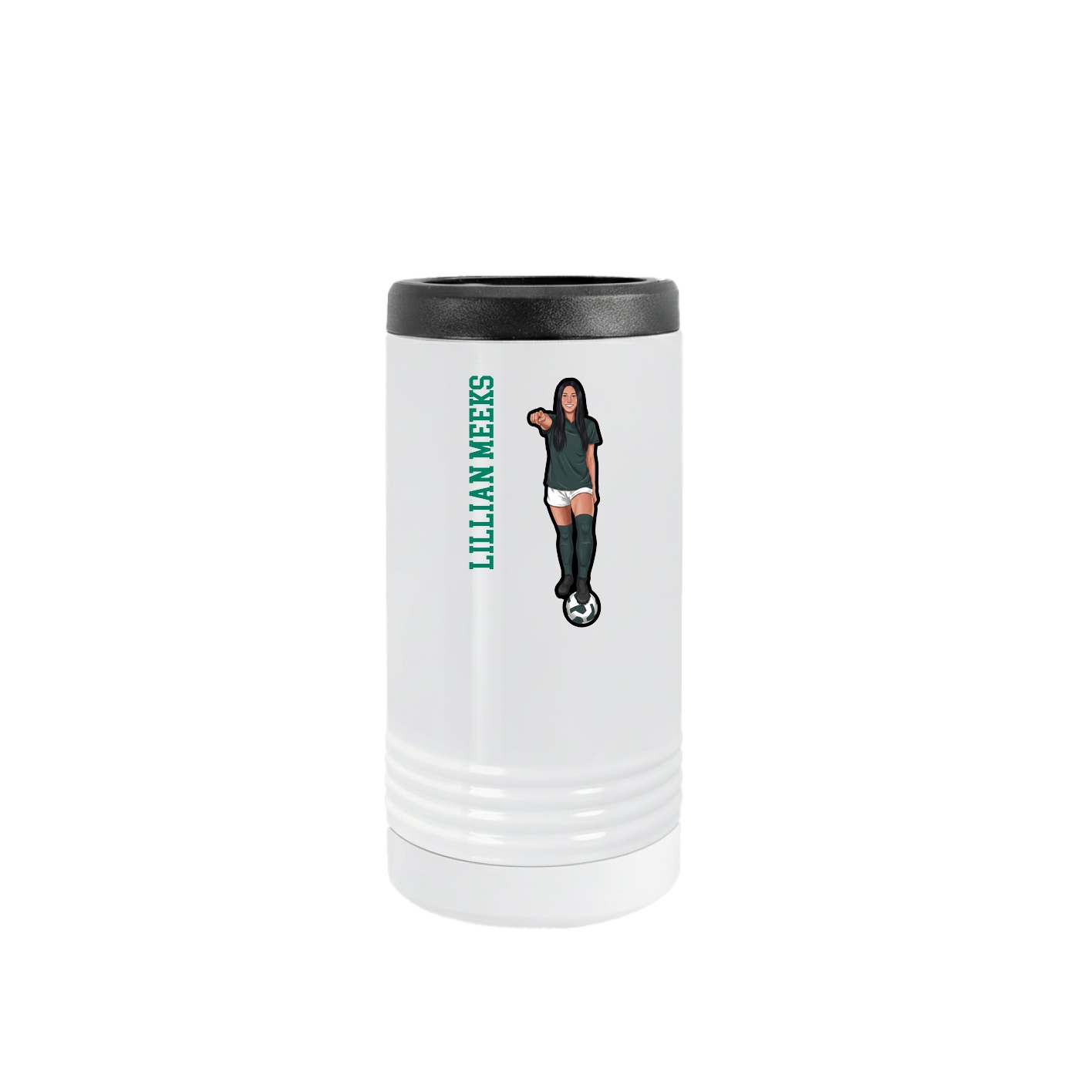 Slim Beverage Holder — Name Vertical in White