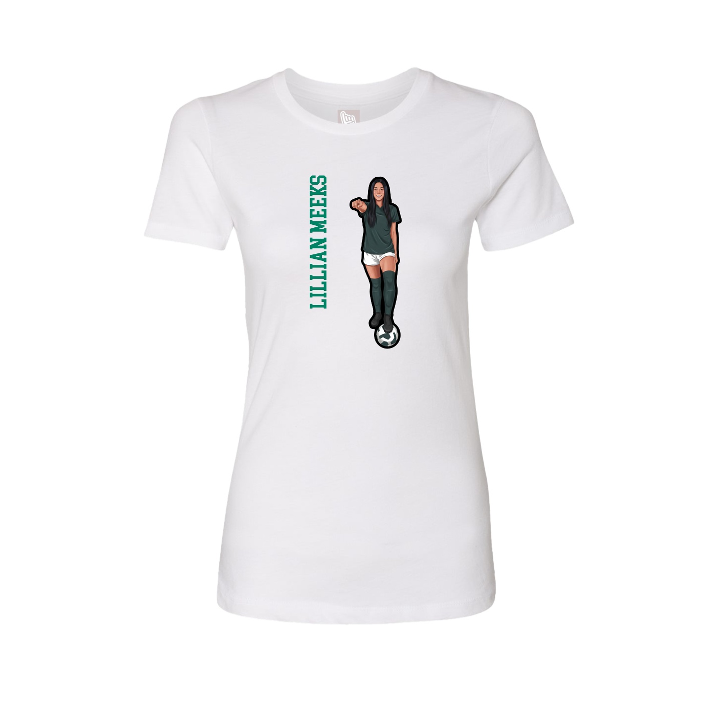 Fitted Women's Tee — Name Vertical in White