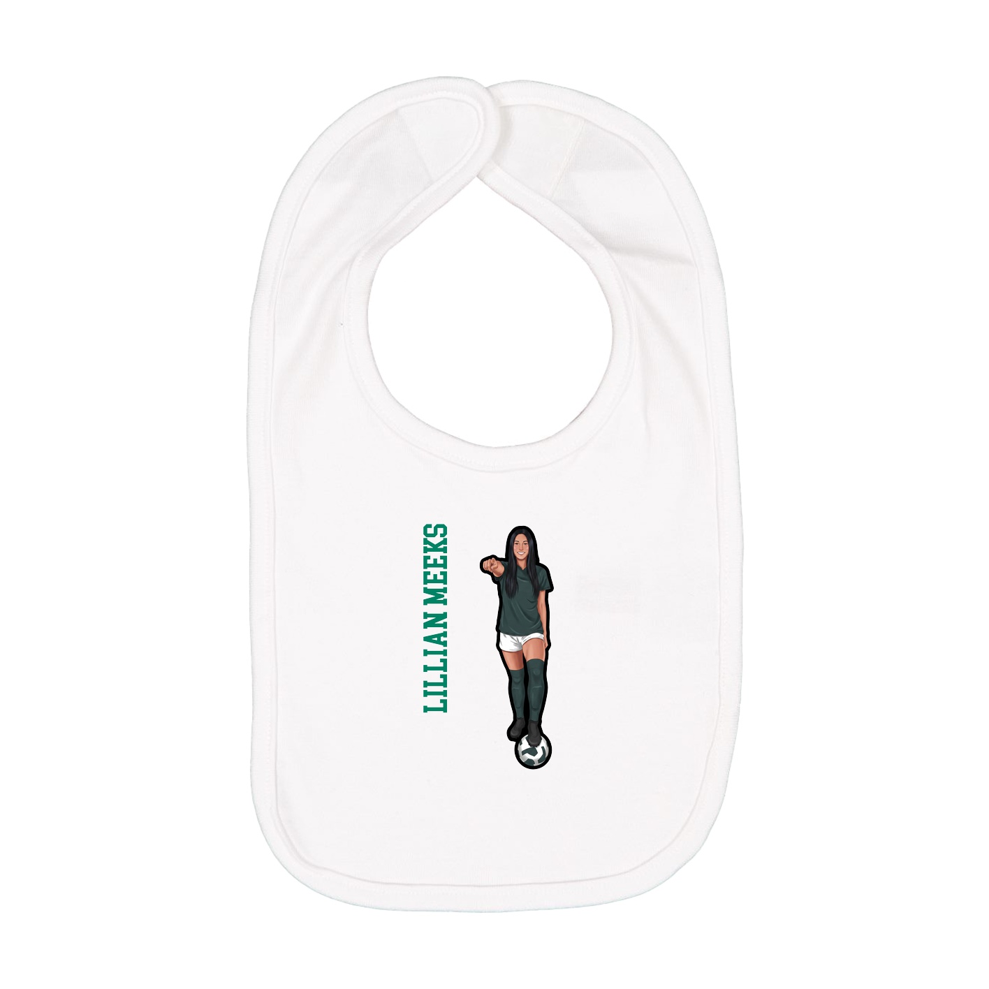 Infant Bib — Name Vertical in White