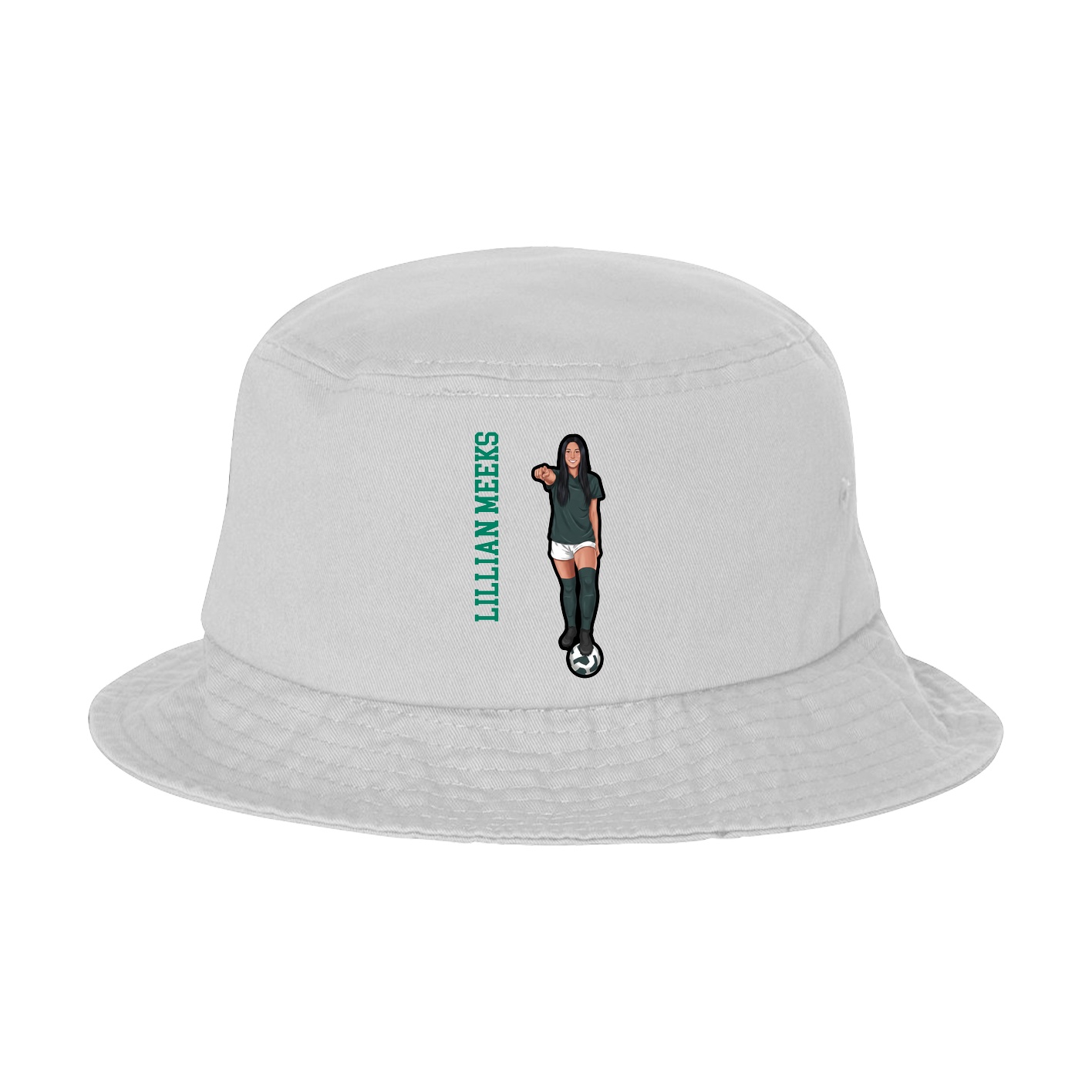 Bucket Cap — Name Vertical in White