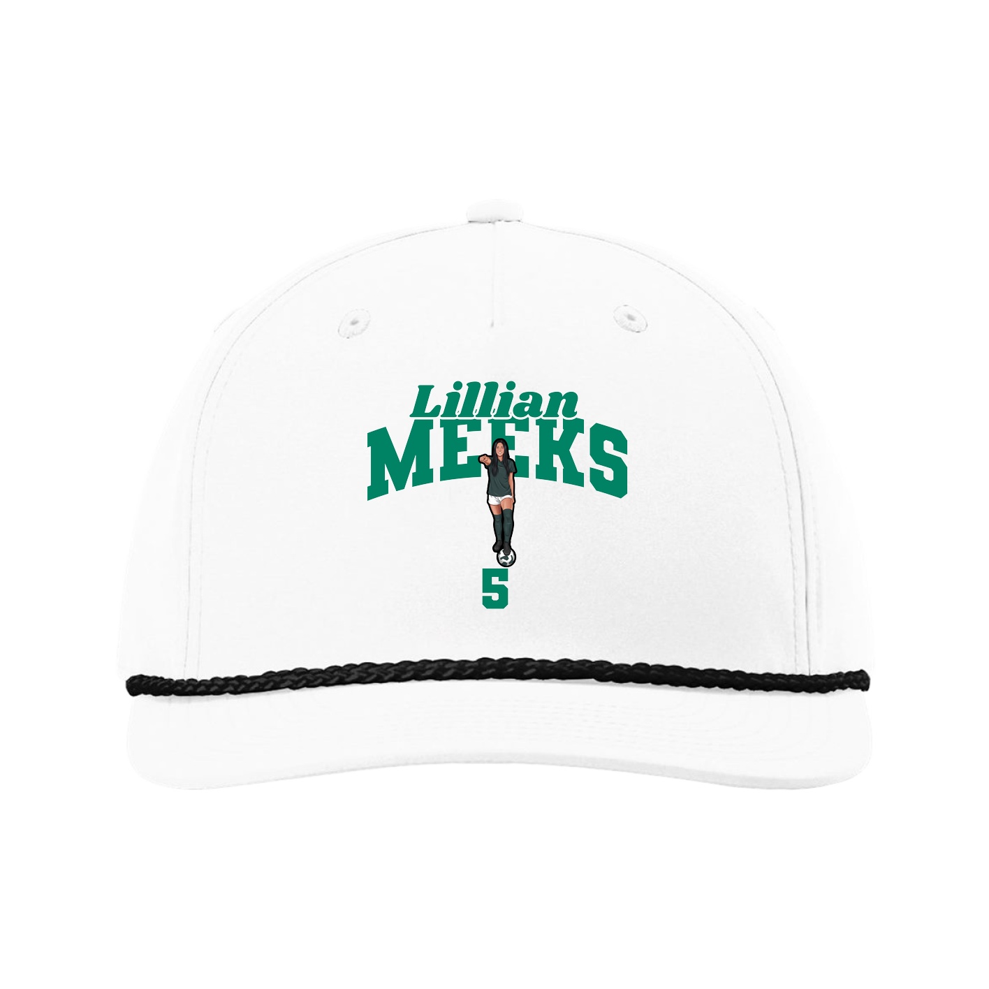 Five-Panel Classic Rope Cap — Signature Arch in White