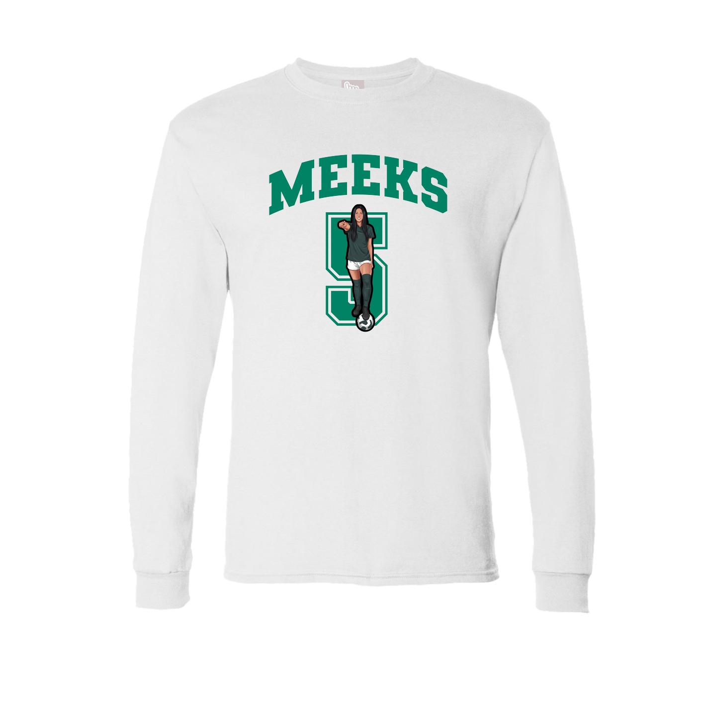 Long Sleeve Tee — Number in White
