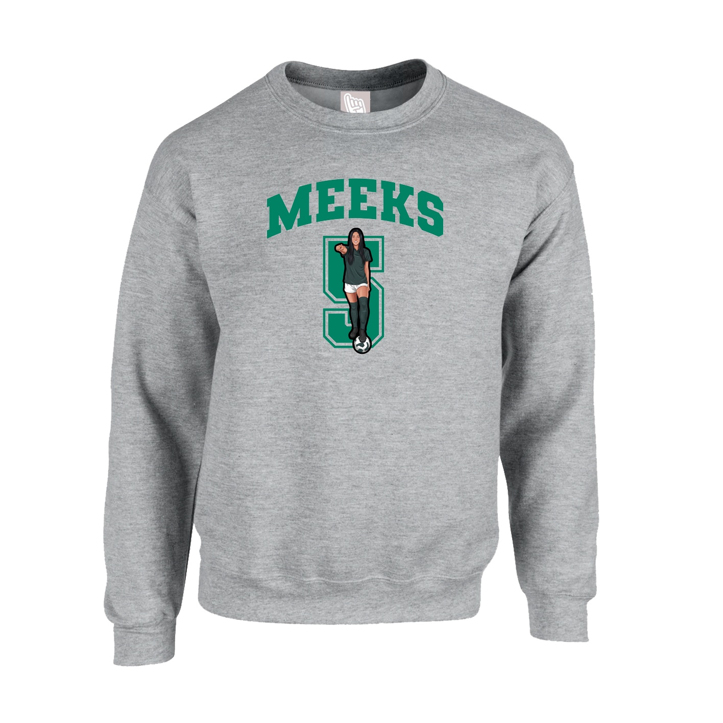 Fleece Crew — Number in Grey