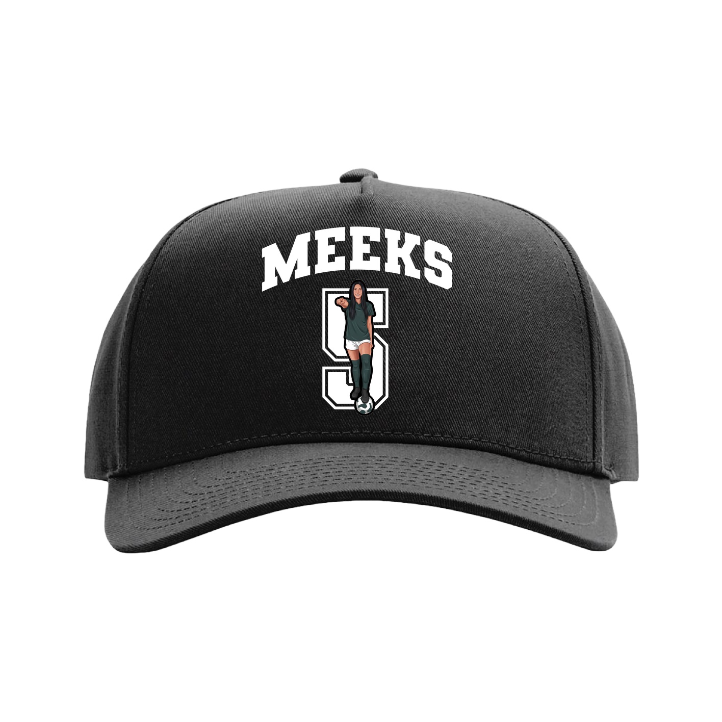 Full Fabric Five-Panel Champ Cap — Number in Black