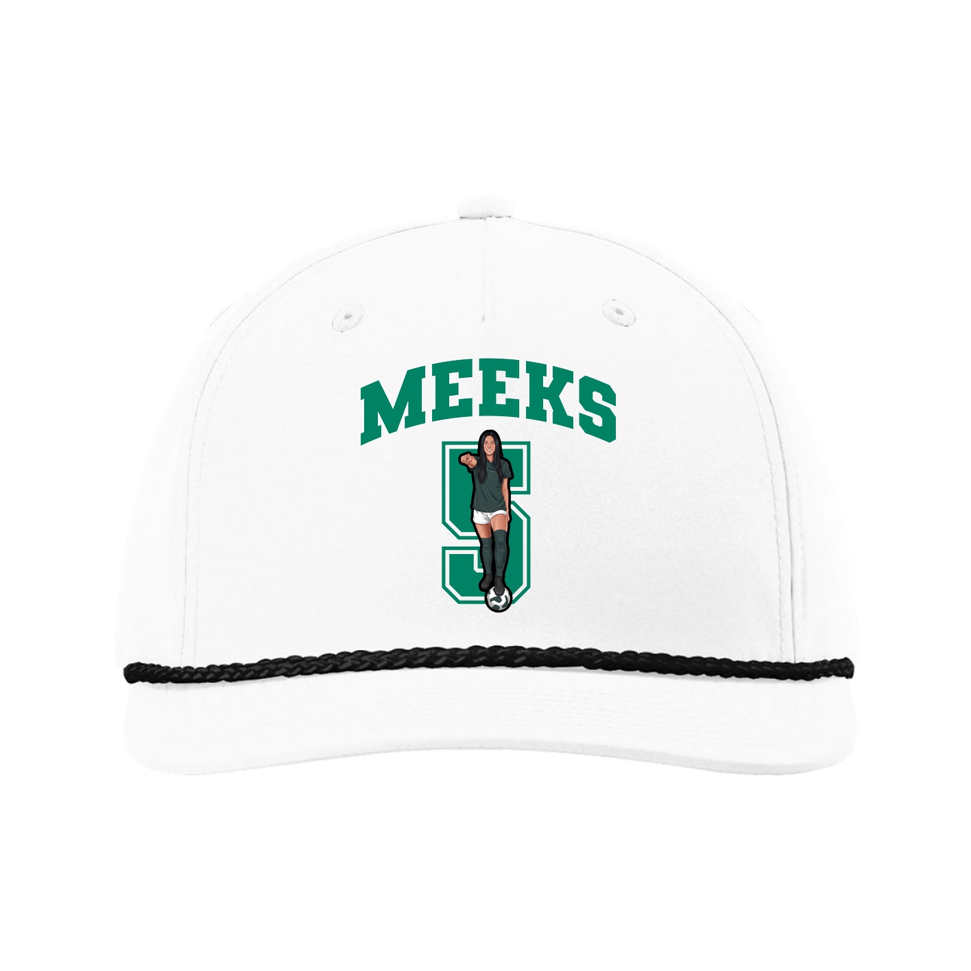 Five-Panel Classic Rope Cap — Number in White